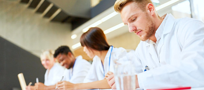 medical staff reading