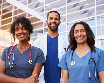 three medical staff smiling