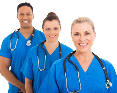 three nurses smiling